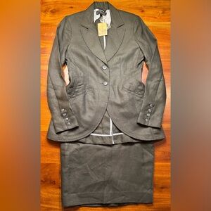 Peruvian Connection Womens 100% Linen 2 Pc Office Career Skirt Suit Sz 4 - NEW